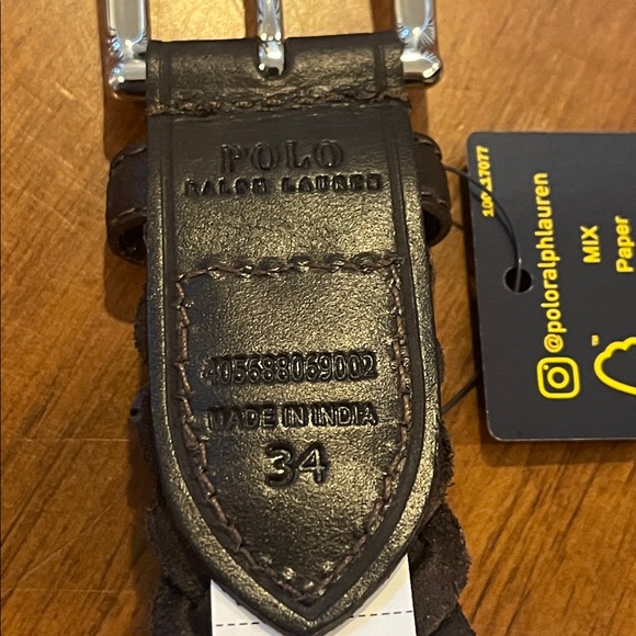 Polo Ralph Lauren Braided Leather Belt Dark Brown new Mens Size 34 - Picture 10 of 11